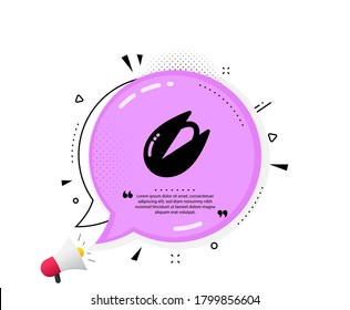 Pistachio nut icon. Quote speech bubble. Tasty nuts sign. Vegan food symbol. Quotation marks. Classic pistachio nut icon. Vector