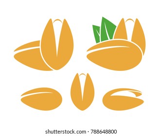 Pistachio Nut Logo. Isolated Pistachio Nut On White Background