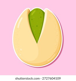 Nuez de pistacho con una cáscara abierta que revela la vibrante semilla verde en el interior, que representa una alimentación saludable, alimentos orgánicos y deliciosas opciones de refrigerios sobre un fondo rosa