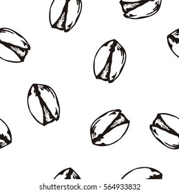 Pistachio nut pattern. Vector seamless background ready for printing on textile and other seamless design.