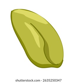 Pistachio nut with smooth texture and natural shape. Hand drawn vector illustration of edible seed. For snack branding, product design, menu visuals, stickers, organic packaging