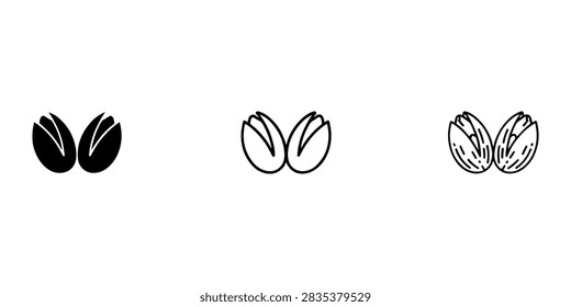 Pistachio Nut Vector Icon Set Isolated on White Background