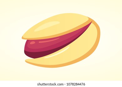 Pistachio nut vector illustration in cartoon style. Organic food.