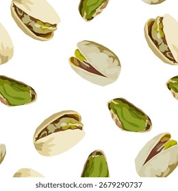 Pistachio nut vector seamless pattern