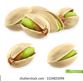 Pistachio Nuts. 3d Realistic Vector