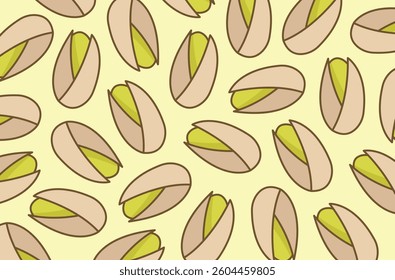 Pistachio nuts colorful vector background.