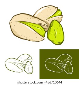 Pistachio Nuts Hand-Drawn Sketch Collage