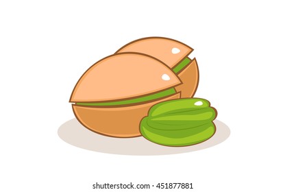 pistachio nuts on white background