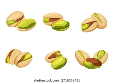 Logotipo de Vector de nueces de pistacho aislado sobre fondo blanco.	