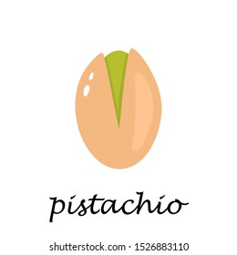 Pistachio on white background. Flat illustration in cartoon style.