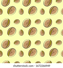 Pistachio pattern, illustration, vector on white background.