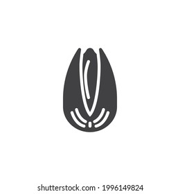 Icono vectorial de la concha de Pistachio. signo plano relleno para concepto móvil y diseño web. Icono de glifo de tuerca de pistacho. Símbolo, ilustración del logotipo. Gráficos vectoriales