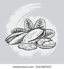 pistachio sketch hand drawn vector illustratio