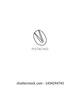 Pistachio Vector logo design template with nut icon in linear style. Abstract emblem for organic shop, healthy food store or 
vegetarian cafe.