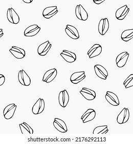 Pistachios black and white seamless pattern.