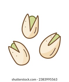 Pistachios icon cartoon doodle. Vector illustration of snacks salted nuts in a shell, isolate on white.