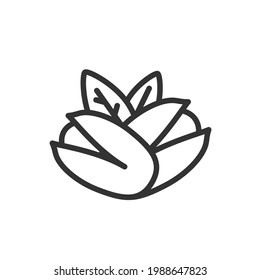 Pistachios icon or linear style pictogram isolated on white background. Vector food outline Symbol, logo.