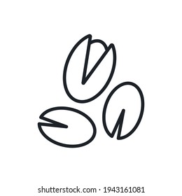 Pistazien-Symbol. Lineares Vektorsymbol, Kontur, Form, Umriss einzeln auf weißem Hintergrund. dünn. Modernes Design. Nüsse