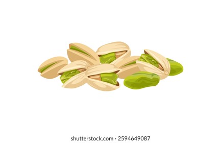 Pistachios isolated on white background. Vector cartoon flat illustration. Healthy food icon.