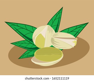 Pistachos sobre fondo marrón