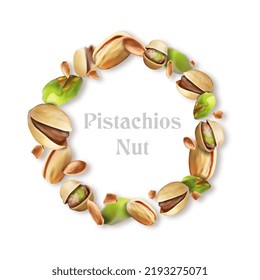 Composición redonda de pistachos. Ilustración vectorial.