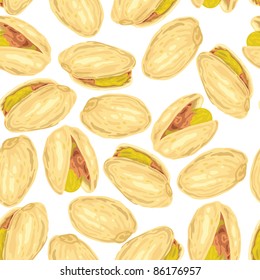 Pistachios. Seamless background. Vector illustration.