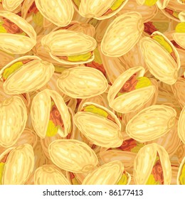 Pistachios. Seamless background. Vector illustration.