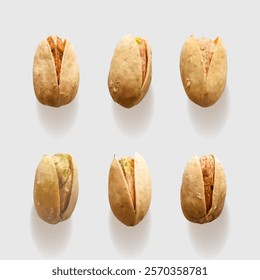Pistachios vector set. Pistachios isolated on light background. Vector objects