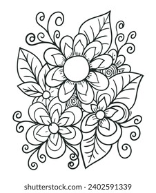 A Pistil Flower drawing with line-art on white backgrounds. Realistic floral bloom sketch. Simple Design Outline Style. You can give color you like. Vector Illustrations