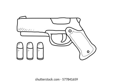 pistol and bullet doodle