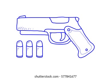 pistol and bullet doodle