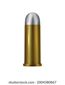 Pistol bullet on white background realistic vector illustration