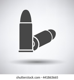 Pistol bullets icon on gray background, round shadow. Vector illustration.