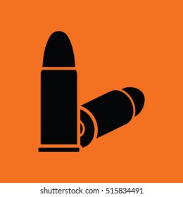 Pistol bullets icon. Orange background with black. Vector illustration.