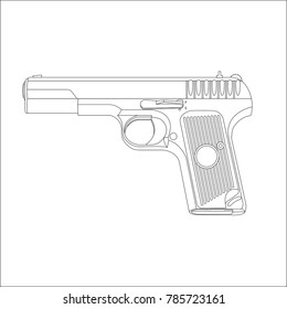 Pistol drawn in contour style