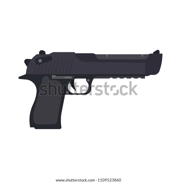 Pistol Etching Vector Icon Illustration Gun Technology