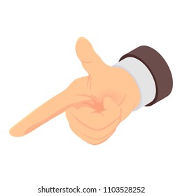Pistol finger icon. Isometric of pistol finger vector icon for web design isolated on white background