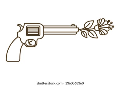 pistol with flower isolated icon