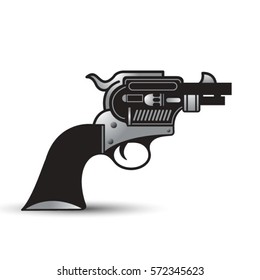 pistol gun in black-vector drawing