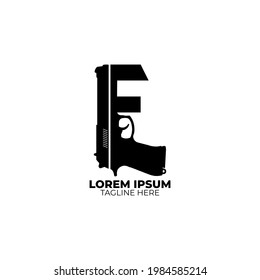 Leyenda del logo E de concepto de pistola o pistola.
