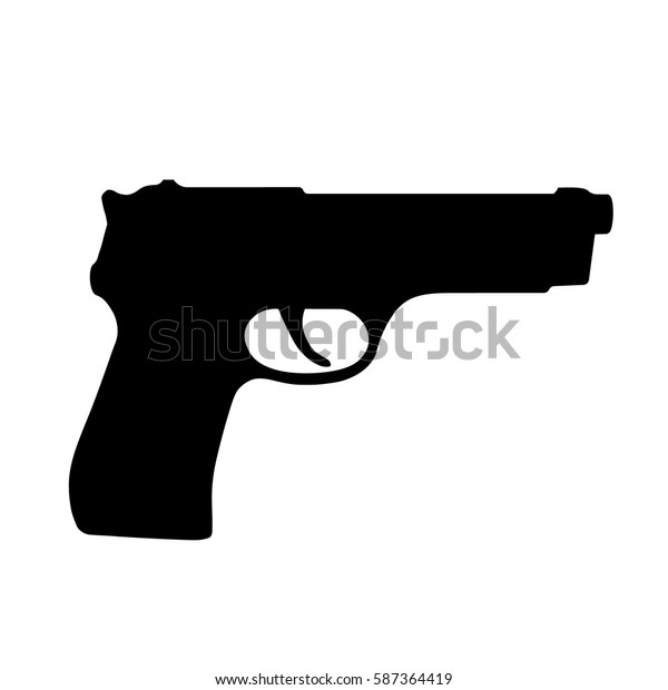 ピストル銃 拳銃 黒い分離型アイコン ベクターイラスト のベクター画像素材 ロイヤリティフリー