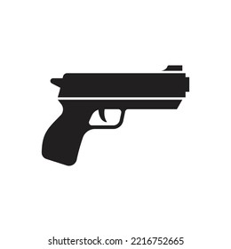 Pistol Gun Icon Design. Modern Semi Automatic Pistol Gun Weapon Flat Icon For Games And Websites. Vector Illustration