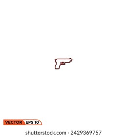 Pistol gun icon design vector graphic of template, sign and symbol, line style 