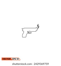 Pistol gun icon design vector graphic of template, sign and symbol, line style 