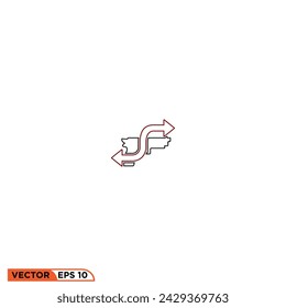 Pistol gun icon design vector graphic of template, sign and symbol, line style 