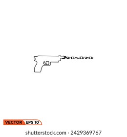 Diseño de icono de pistola gráfico vectorial de plantilla, signo y símbolo, estilo de línea 