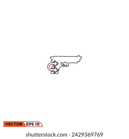 Pistol gun icon design vector graphic of template, sign and symbol, line style 
