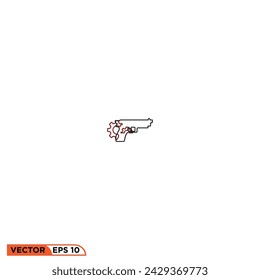 Diseño de icono de pistola gráfico vectorial de plantilla, signo y símbolo, estilo de línea 