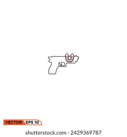 Pistolenkanone Design Vektor-Grafik der Vorlage, Zeichen und Symbol, Linienstil 