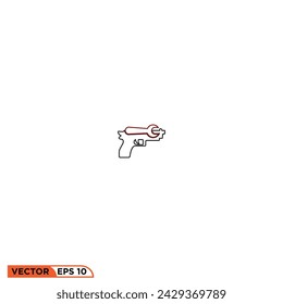 Diseño de icono de pistola gráfico vectorial de plantilla, signo y símbolo, estilo de línea 